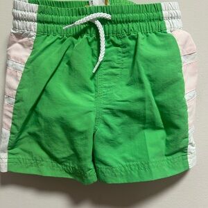 The Beaufort Bonnet Company Green Shorts with Pink and White Stripes